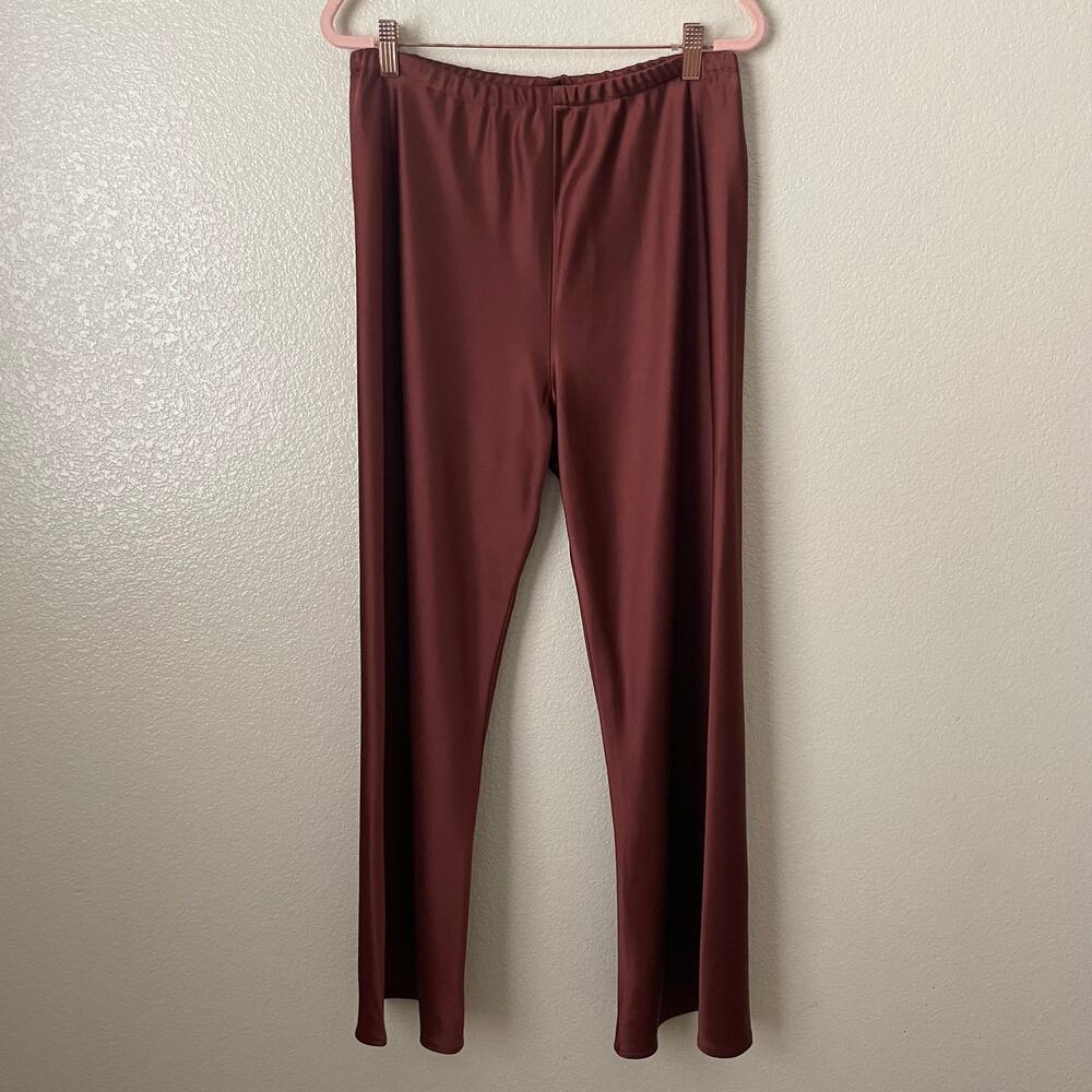 La Ligne Pants Womens Large Spice Colby Satin Wide Leg Pull On Quiet Luxury - Picture 3 of 11